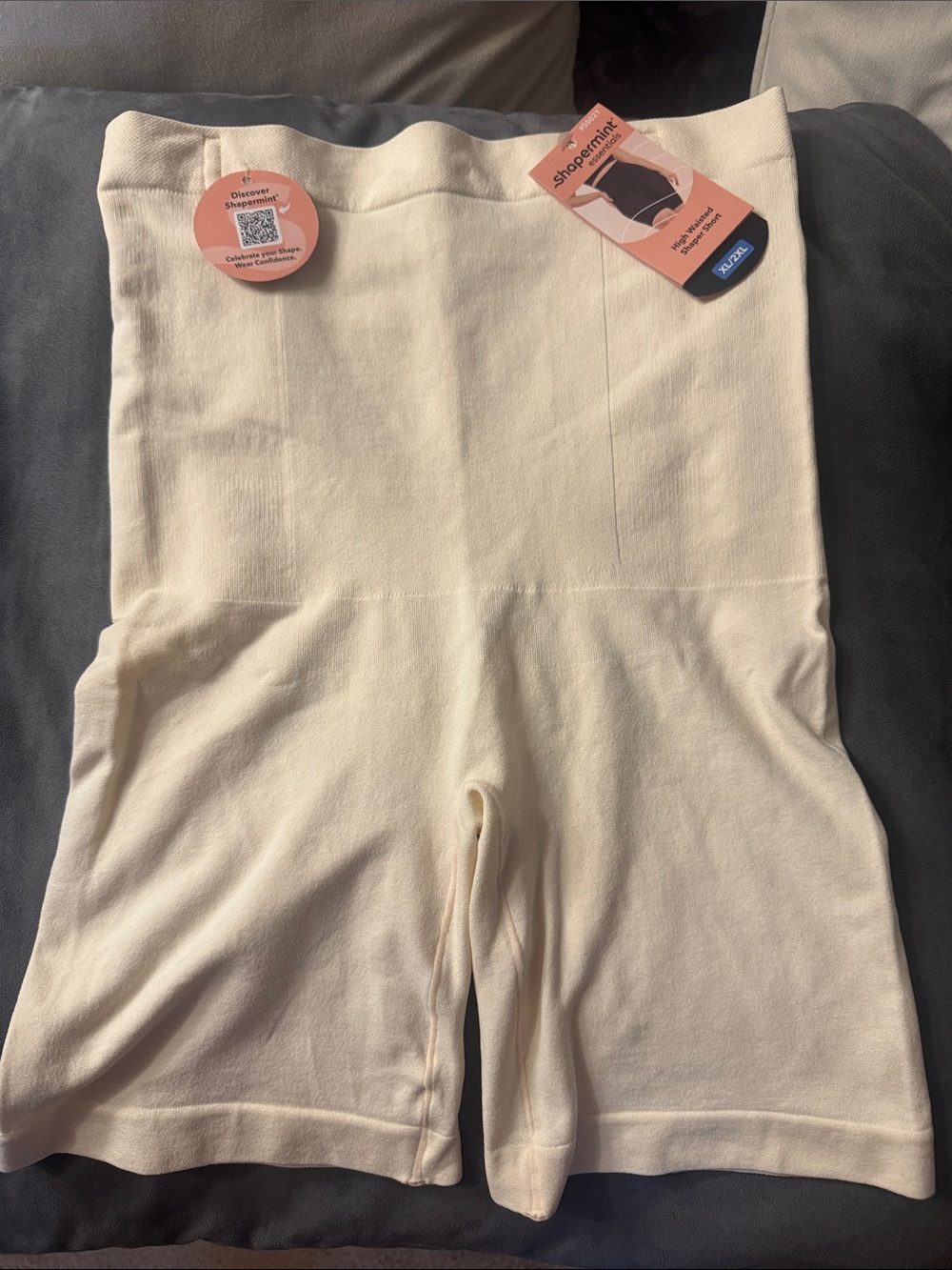 Shapermint Cream High-Waist Sculpting Shorts